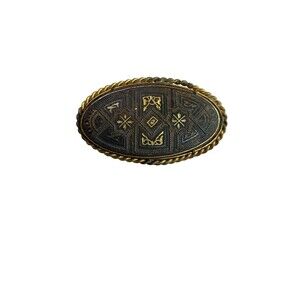 Damascene Pin Trombone Clasp Vintage